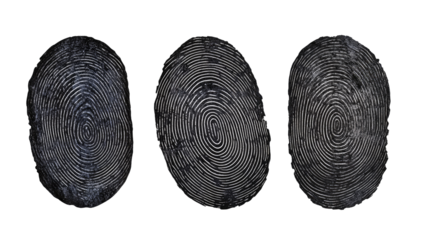 Three faded, smudged fingerprints