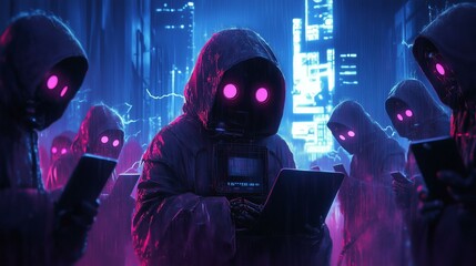 Cyber Ninja Digital Art Illustration - Futuristic and Evil