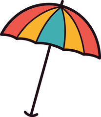 Obraz premium beach umbrella doodle style vector art illustration.