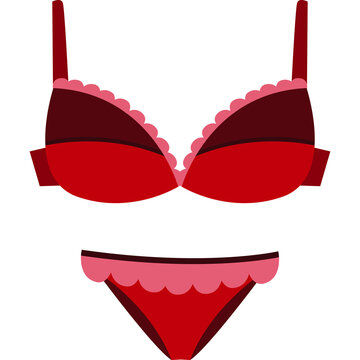 Illustration of Red Bra and Panty Lingerie Set