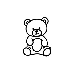 Fototapeta premium Teddy bear icon in simple black line illustration