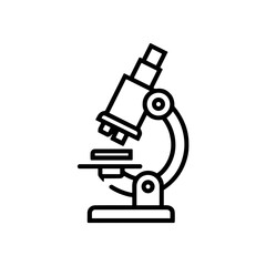 Microscope in black line drawing on white background