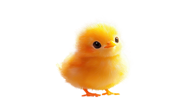 Cute fluffy chick, bright yellow