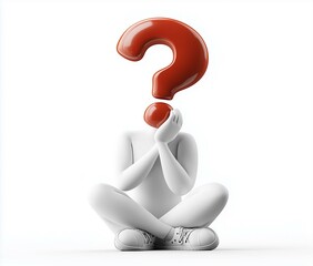 Red Question Mark Icon with Person Thinking Illustration