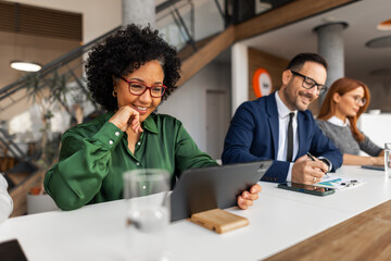 Professional Team Collaborating in a Modern Office Environment