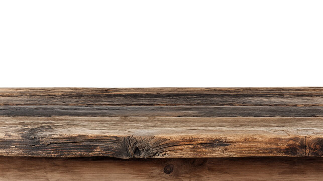  rustic wooden table  isolated on white background