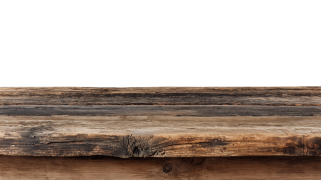  rustic wooden table  isolated on white background