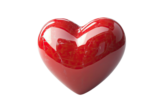 A glossy, red heart