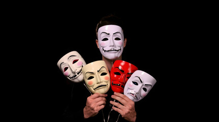 Conceptual image depicting fake faces symbolizing deception and hidden identities.
