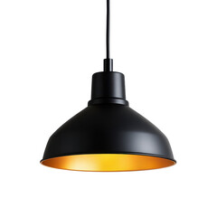 Isolated black and gold pendant light on white background