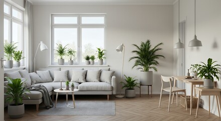 Fototapeta premium Modern Minimalist Living Room Interior Design
