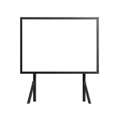 Black framed whiteboard on stand isolated on white