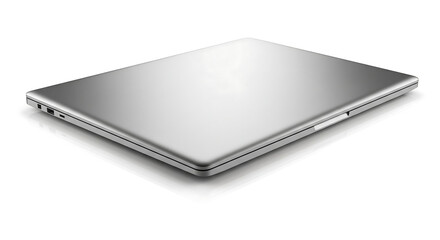 A silver laptop mockup isolated on white, ideal for tech or branding presentations