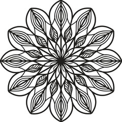 Intricate Black and White Mandala Design with Floral Motifs