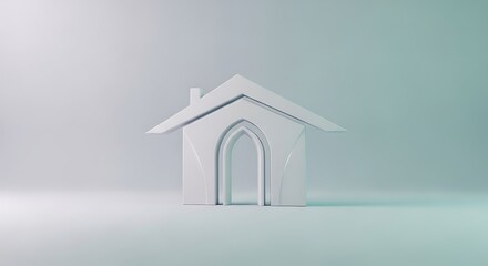 Minimalist White House Icon Architectural 3D Model Rendering