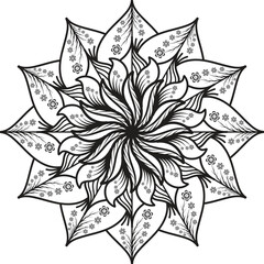 Intricate Black and White Floral Mandala Design