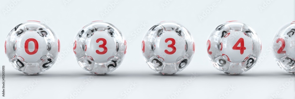 Poster Floating 3D Balls With Bracket Seeds Numbered From Zero to Four Against a Clean White Background Showcasing Clarity and Depth