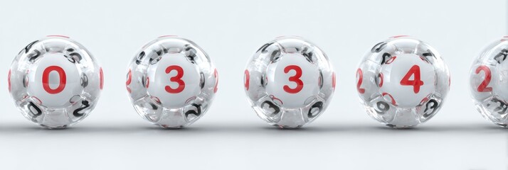 Floating 3D Balls With Bracket Seeds Numbered From Zero to Four Against a Clean White Background Showcasing Clarity and Depth
