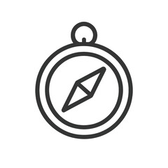 Obraz premium Simple outline compass icon with arrow for navigation and travel 