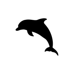 Fototapeta premium Silhouette of a dolphin jumping on a white background graphic art on white background , no background