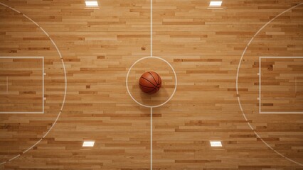 Basketball court with ball