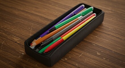 Fototapeta premium Colorful markers in case