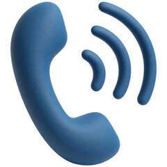 Vibrant Blue signal Telephone Receiver Icon with connection Waves on Transparent Backdrop for Communication and Connectivity