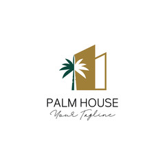 Elegant palm house vector logo design