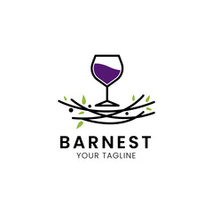 Unique nest and bar logo design template
