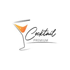 Simple minimalist cocktail glass vector logo