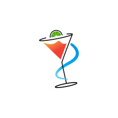 Simple minimalist cocktail glass vector logo