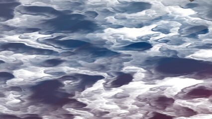 Swirling clouds create an abstract and textured pattern of light and shadow with atmospheric depth