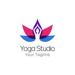 Abstract and minimalist yoga pose logo template