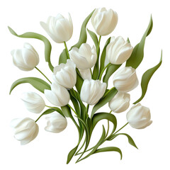 Fototapeta premium Isolated bouquet of white tulips on white background