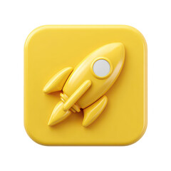 Yellow Rocket Icon Startup App Launch, isolated on transparent background, perfect cutout, PNG