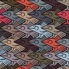 Escher style tessellation pattern with cute birds