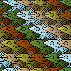 Gradient bird tessellation pattern with diagonal rhythm