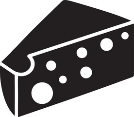 Monterey Jack cheese silhouette, black and white silhouette, vector and illustration