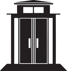 elevator silhouette, black and white silhouette, vector and illustration