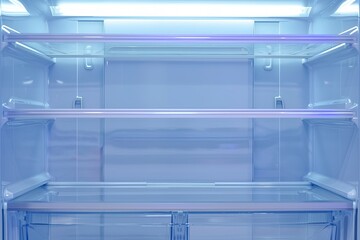 high definition visual of Inside of clean and empty refrigerator with shelves, diet concept.