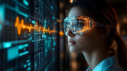 A factory worker wearing biometric health sensors to ensure safety and optimize performance on the production line