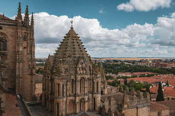 Architecture details on the roof of the Cathedral Vieja Old Cathedral , Salamanca