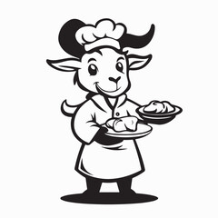 Adorable Goat Chef Cooking and Serving Food with a Smile vector image