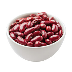 Bowl of red kidney beans on white background
