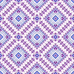  Geometric pixel art pattern. Abstract pixel art geometric pattern design for fabric, carpet, tile, clothing, embroidery, needlepoint and background. Vector pixel art seamless motif Native American.  