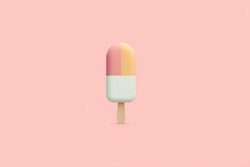 Minimalist popsicle treat with multiple flavors, set against a solid color background for a clean and refreshing aesthetic.