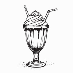Vanilla Milkshake With Sprinkles Images Vector Isolated on white background.
