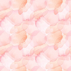 Watercolor seamless hand drawn delicate pink pattern of translucent spots