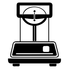 Illustration of a black and white balance scale with a circular display unit on transparent background