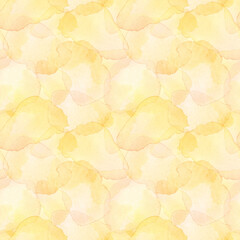 Watercolor seamless hand drawn delicate yellow pattern of translucent spots